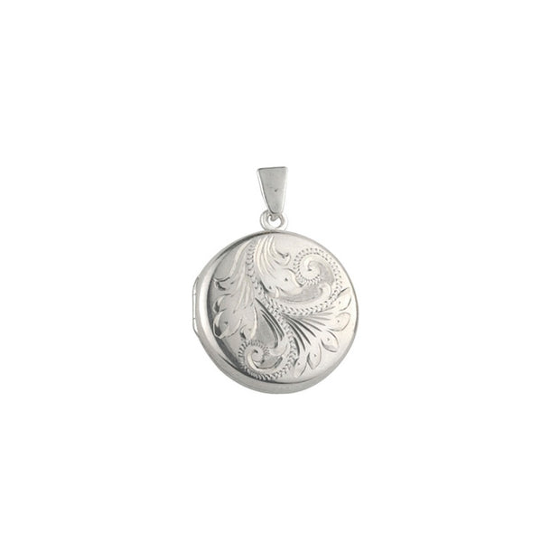 Hand Engraved Round Silver Floral Locket