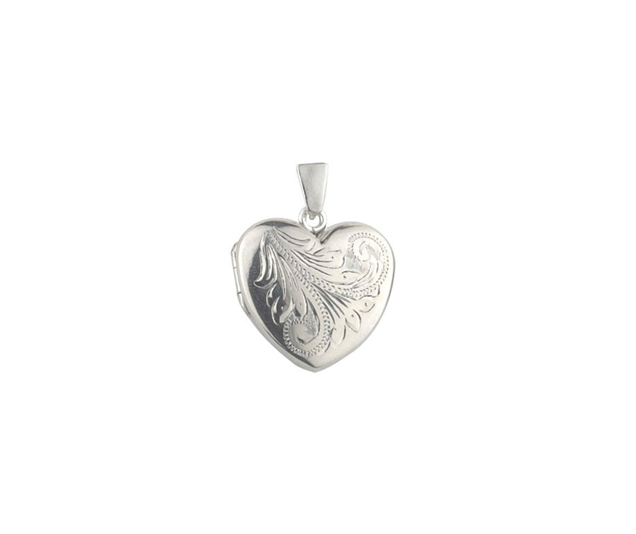 Tiny Hand Engraved Heart Silver Scroll Locket