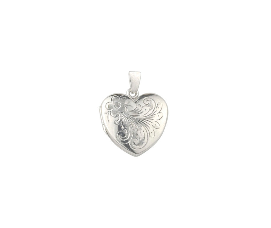Hand Engraved Heart Silver Floral Locket