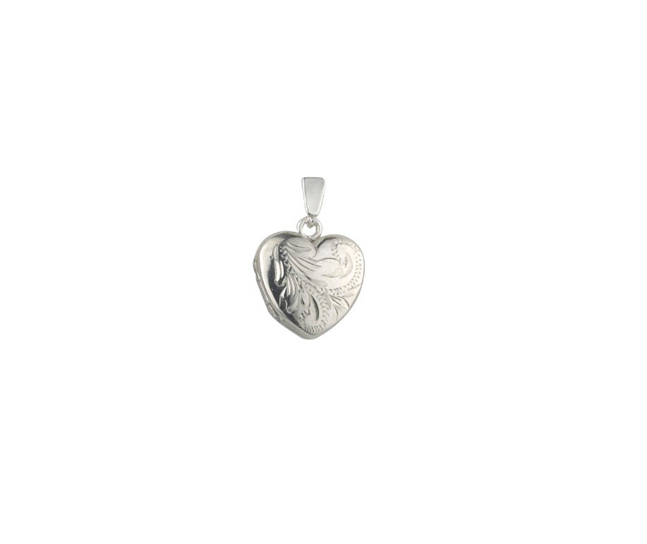 Hand Engraved Heart Silver Scroll Locket