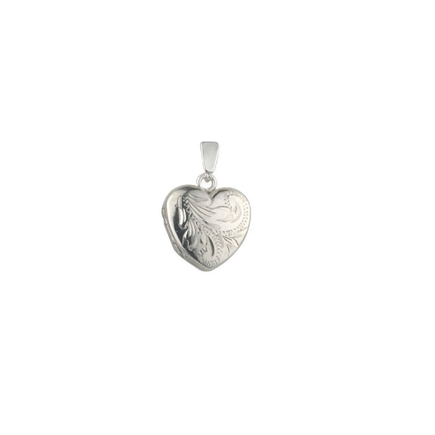 Hand Engraved Heart Silver Scroll Locket
